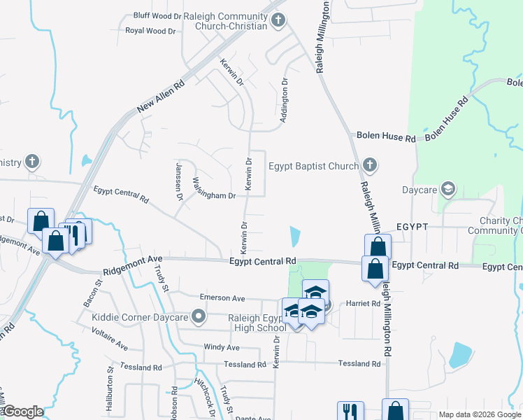 map of restaurants, bars, coffee shops, grocery stores, and more near 3896 Drayon Cove in Memphis