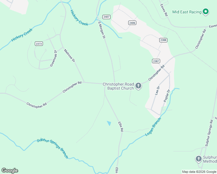 map of restaurants, bars, coffee shops, grocery stores, and more near 320 Christopher Road in Shelby