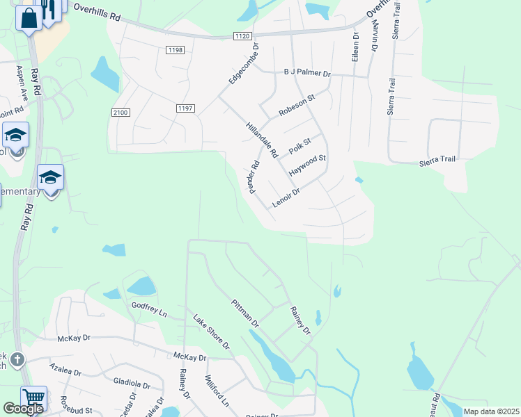 map of restaurants, bars, coffee shops, grocery stores, and more near 280 Pender Road in Spring Lake
