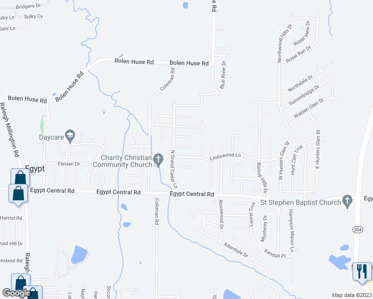 map of restaurants, bars, coffee shops, grocery stores, and more near 4545 Cedargreen Cove in Memphis