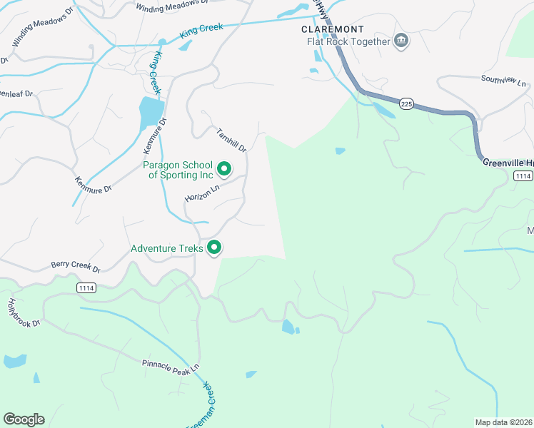 map of restaurants, bars, coffee shops, grocery stores, and more near 123 Farwood Court in Flat Rock