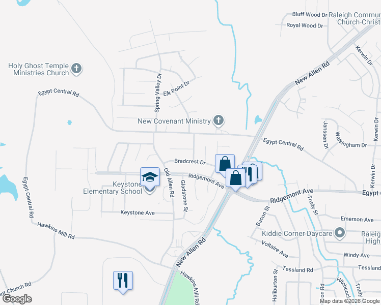 map of restaurants, bars, coffee shops, grocery stores, and more near 3390 Bradcrest Drive in Memphis