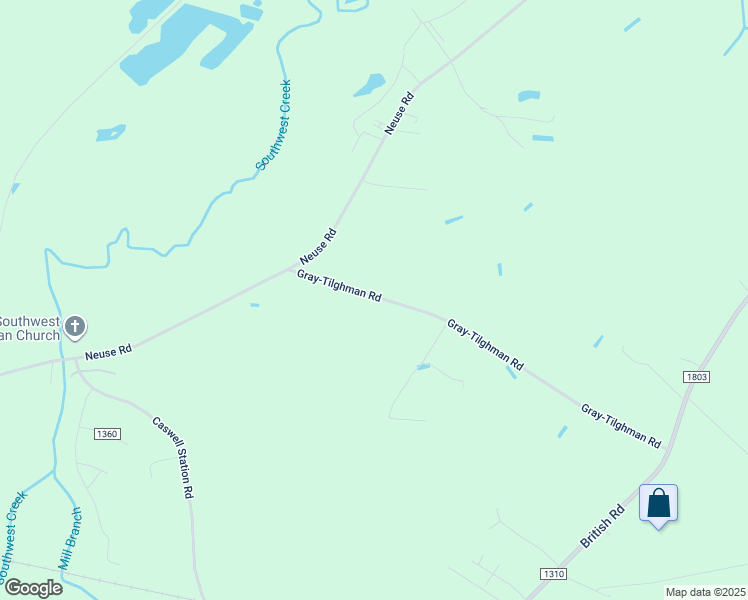 map of restaurants, bars, coffee shops, grocery stores, and more near 1910 Gray-Tilghman Road in Kinston