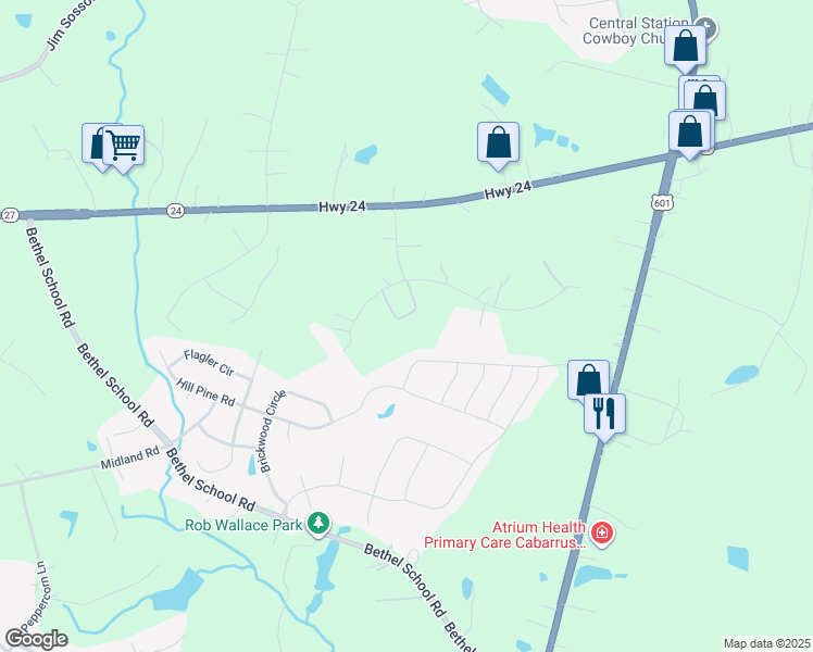map of restaurants, bars, coffee shops, grocery stores, and more near 3620 Pelham Lane in Midland
