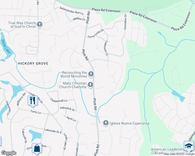 map of restaurants, bars, coffee shops, grocery stores, and more near 5022 Forest Acres Lane in Charlotte