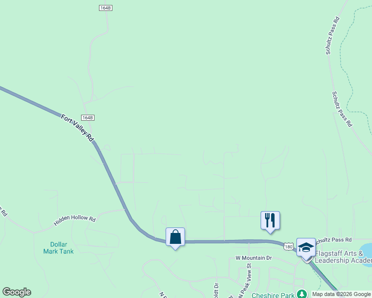 map of restaurants, bars, coffee shops, grocery stores, and more near 2750 Forest Hills Drive in Flagstaff