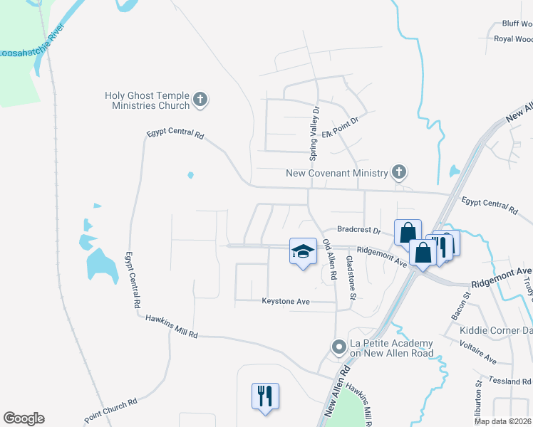 map of restaurants, bars, coffee shops, grocery stores, and more near 4407 Davidcrest Drive in Memphis