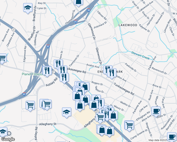 map of restaurants, bars, coffee shops, grocery stores, and more near in Charlotte