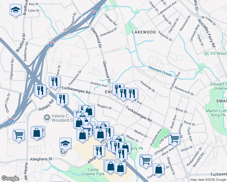 map of restaurants, bars, coffee shops, grocery stores, and more near in Charlotte