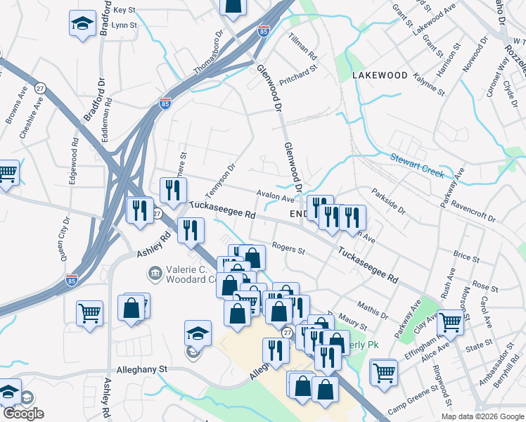 map of restaurants, bars, coffee shops, grocery stores, and more near in Charlotte