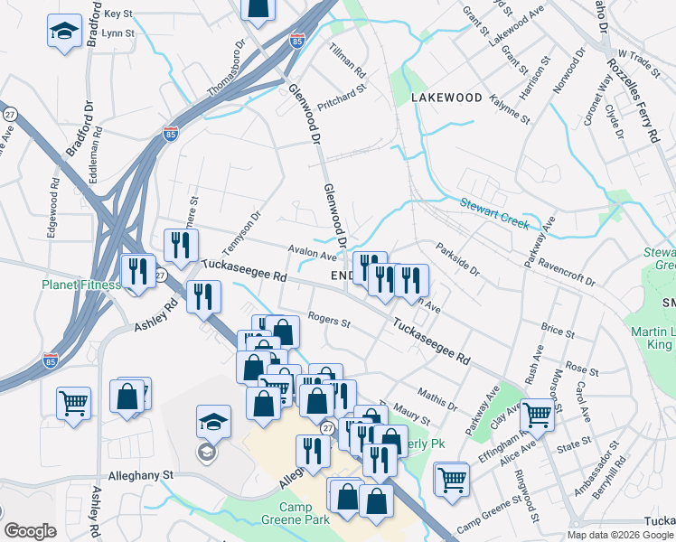 map of restaurants, bars, coffee shops, grocery stores, and more near in Charlotte