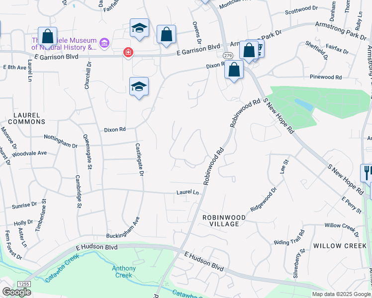 map of restaurants, bars, coffee shops, grocery stores, and more near 1336 Covenant Drive in Gastonia