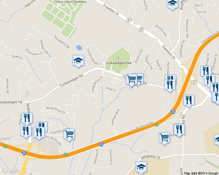 map of restaurants, bars, coffee shops, grocery stores, and more near 4945 Arborwood Drive in Charlotte