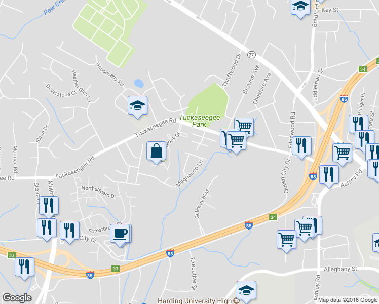 map of restaurants, bars, coffee shops, grocery stores, and more near 2419 Shad Court in Charlotte