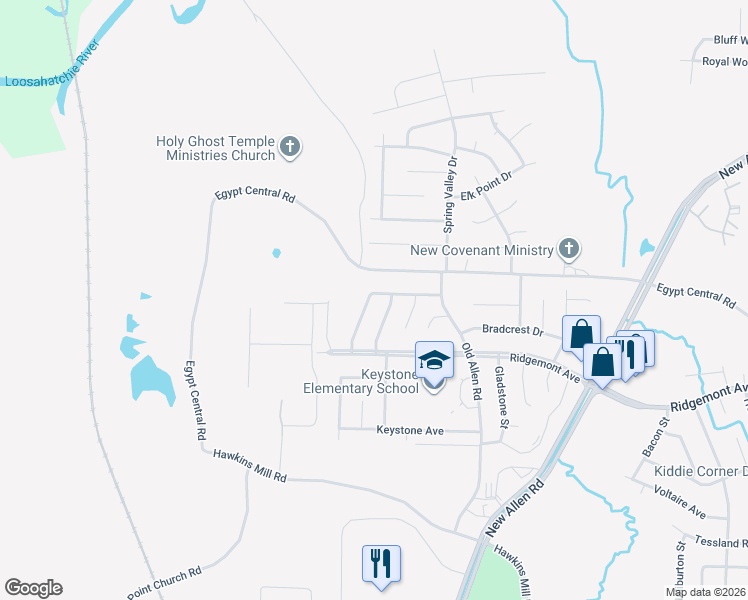 map of restaurants, bars, coffee shops, grocery stores, and more near 3229 Egypt Central Road in Memphis