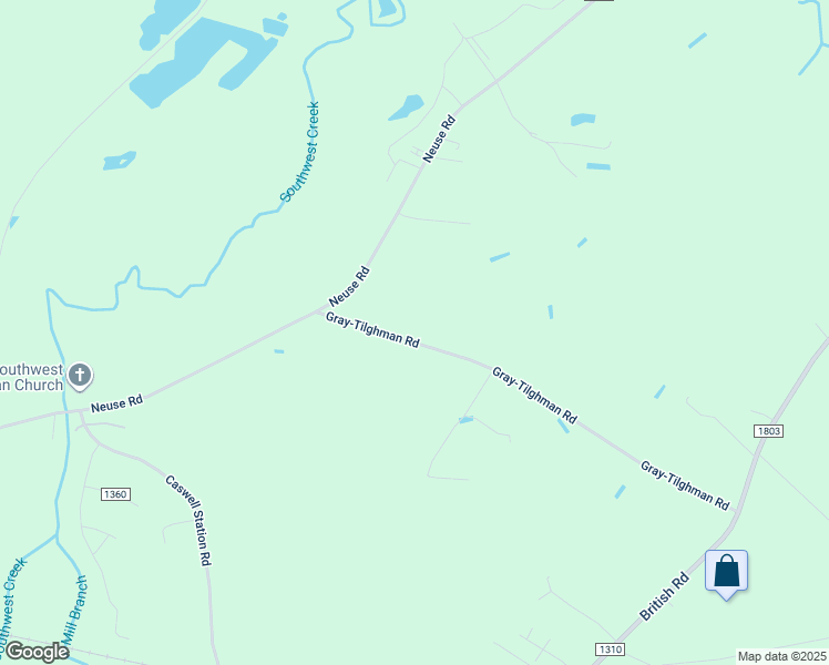 map of restaurants, bars, coffee shops, grocery stores, and more near 1910 Gray-Tilghman Road in Kinston