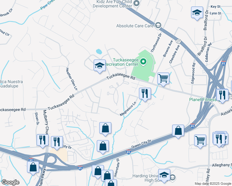 map of restaurants, bars, coffee shops, grocery stores, and more near 3340 Timberbrook Drive in Charlotte