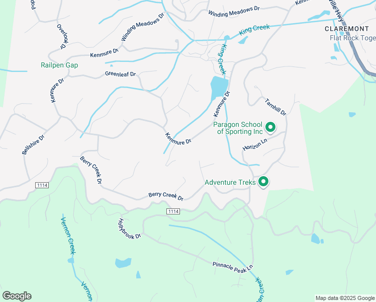 map of restaurants, bars, coffee shops, grocery stores, and more near 225 Kenmure Drive in Flat Rock