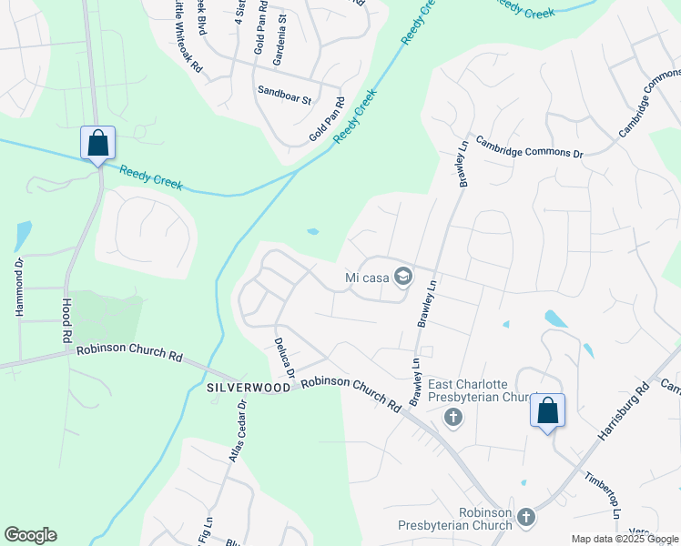 map of restaurants, bars, coffee shops, grocery stores, and more near 7510 Novella Drive in Charlotte