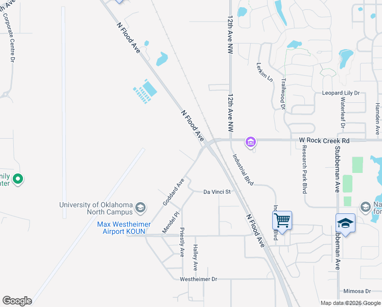 map of restaurants, bars, coffee shops, grocery stores, and more near 2234 Goddard Avenue in Norman