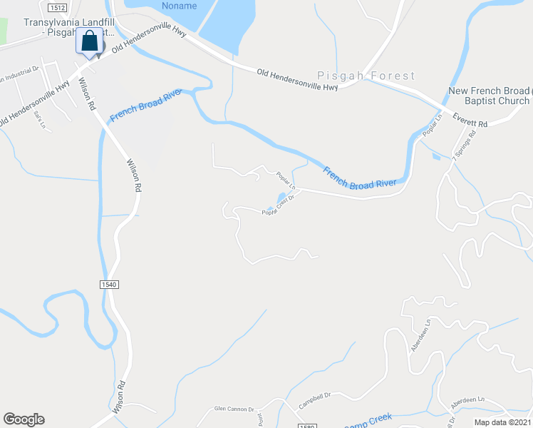 map of restaurants, bars, coffee shops, grocery stores, and more near 141 Poplar Crest Drive in Pisgah Forest
