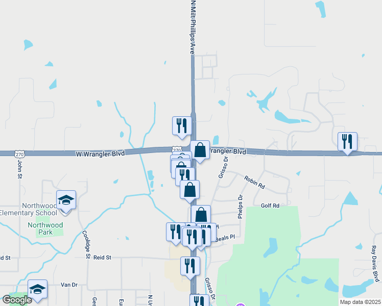 map of restaurants, bars, coffee shops, grocery stores, and more near 98 West Wrangler Boulevard in Seminole