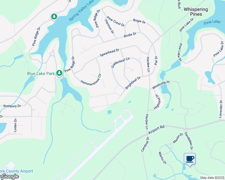 map of restaurants, bars, coffee shops, grocery stores, and more near 138 Weathervane Trail in Whispering Pines
