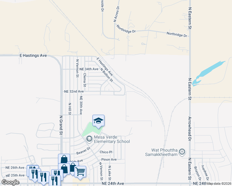 map of restaurants, bars, coffee shops, grocery stores, and more near 4015-4017 Northeast 32nd Avenue in Amarillo