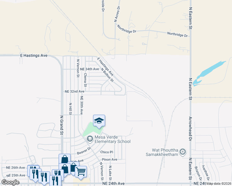 map of restaurants, bars, coffee shops, grocery stores, and more near 4015-4017 Northeast 32nd Avenue in Amarillo