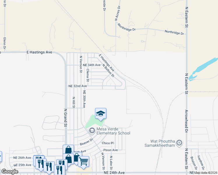 map of restaurants, bars, coffee shops, grocery stores, and more near 4015-4017 Northeast 32nd Avenue in Amarillo