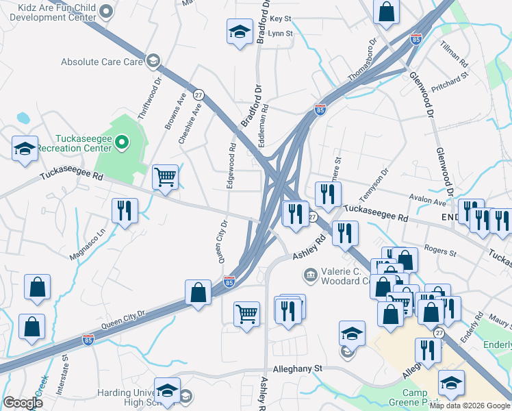 map of restaurants, bars, coffee shops, grocery stores, and more near in Charlotte