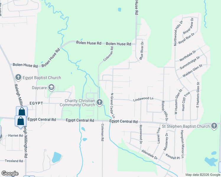 map of restaurants, bars, coffee shops, grocery stores, and more near 4518 Cedar Leaf Cove in Memphis