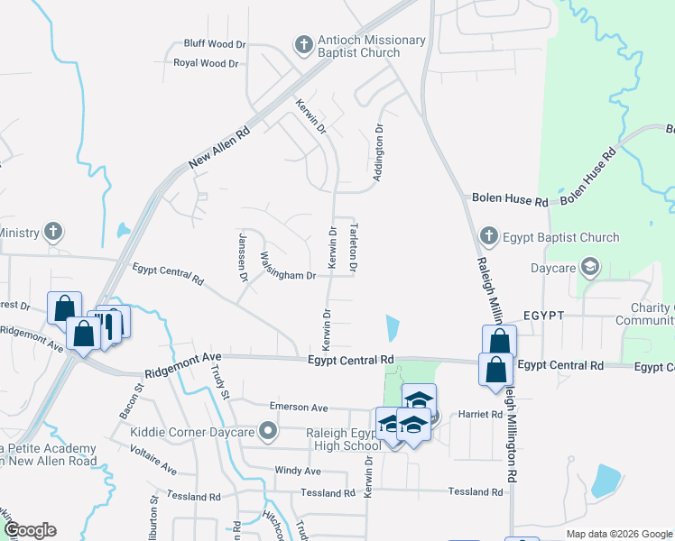 map of restaurants, bars, coffee shops, grocery stores, and more near 4440 Kerwin Drive in Memphis