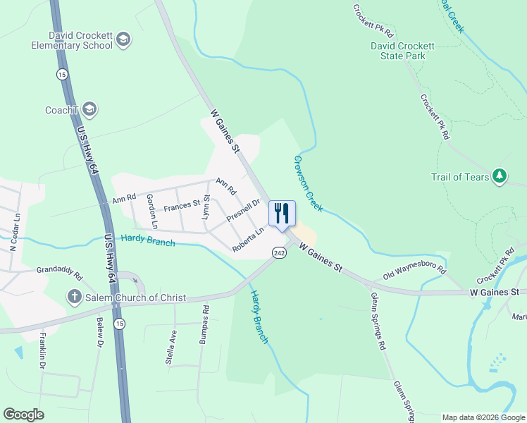map of restaurants, bars, coffee shops, grocery stores, and more near 1504 Ray Street in Lawrenceburg