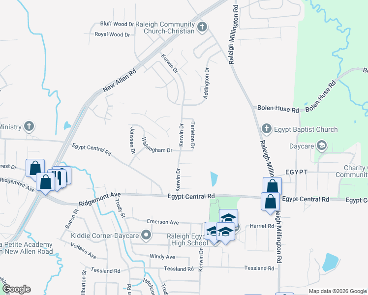 map of restaurants, bars, coffee shops, grocery stores, and more near 4440 Kerwin Drive in Memphis