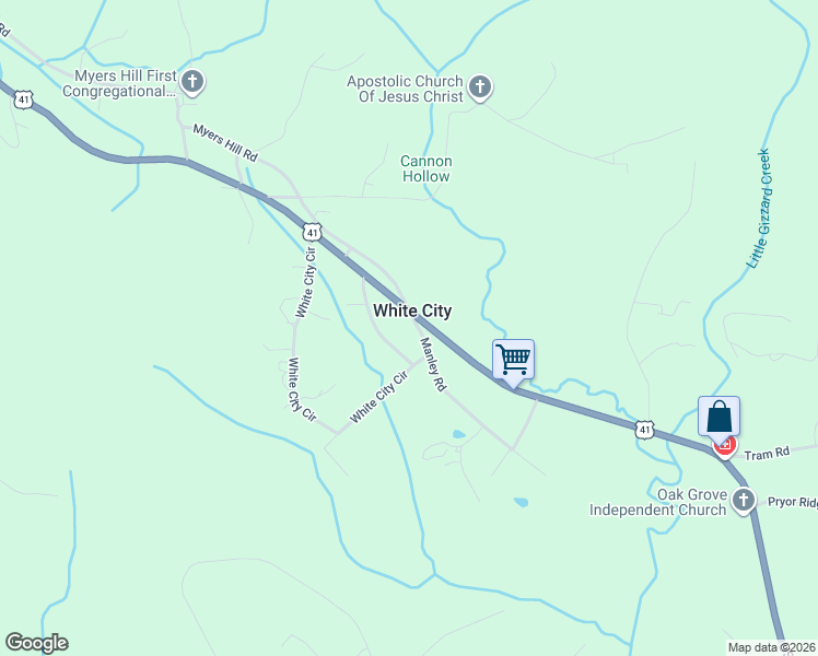 map of restaurants, bars, coffee shops, grocery stores, and more near 32 Manley Road in Tracy City