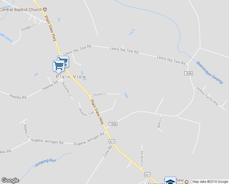 map of restaurants, bars, coffee shops, grocery stores, and more near 189 Christy Lane in Dunn