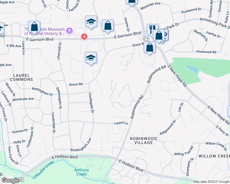map of restaurants, bars, coffee shops, grocery stores, and more near 1336 Covenant Drive in Gastonia
