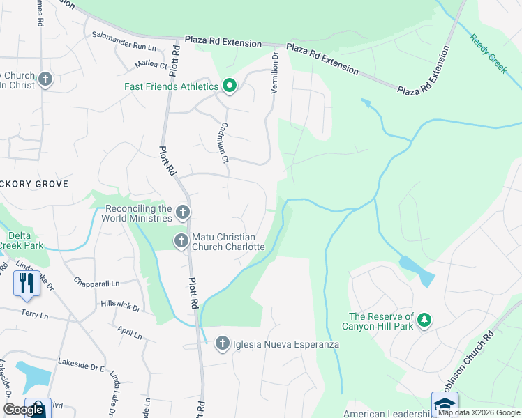 map of restaurants, bars, coffee shops, grocery stores, and more near 8811 Burnt Umber Drive in Charlotte
