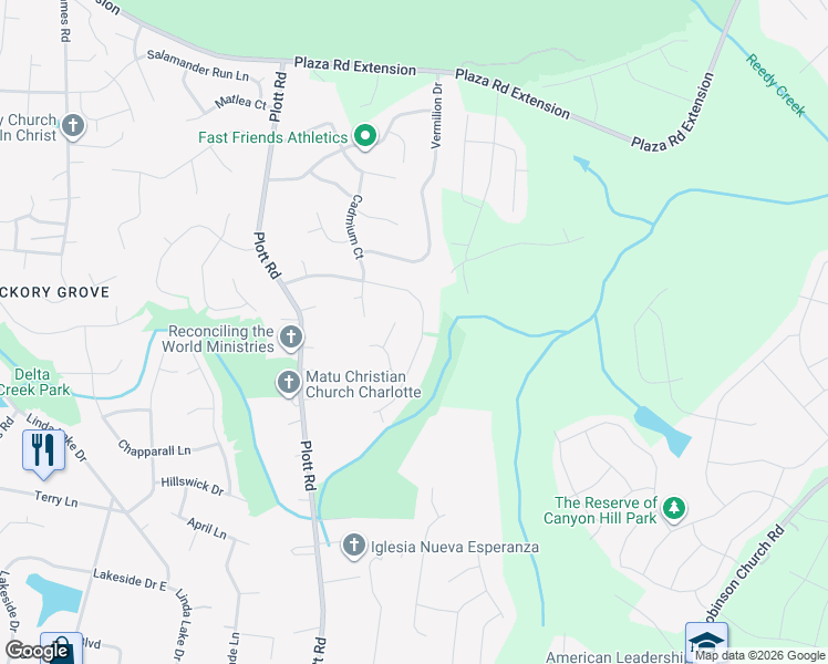 map of restaurants, bars, coffee shops, grocery stores, and more near 8811 Burnt Umber Drive in Charlotte
