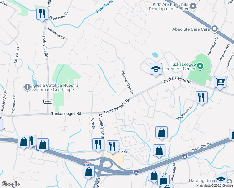 map of restaurants, bars, coffee shops, grocery stores, and more near in Charlotte