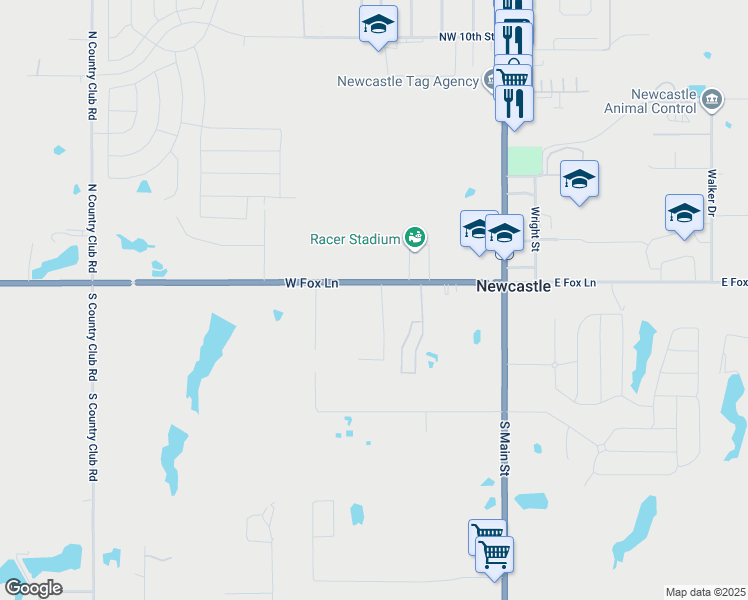 map of restaurants, bars, coffee shops, grocery stores, and more near 504 Oklahoma 130 in Newcastle