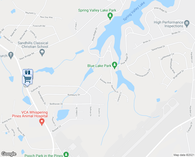 map of restaurants, bars, coffee shops, grocery stores, and more near 241 Rothbury Drive in Carthage