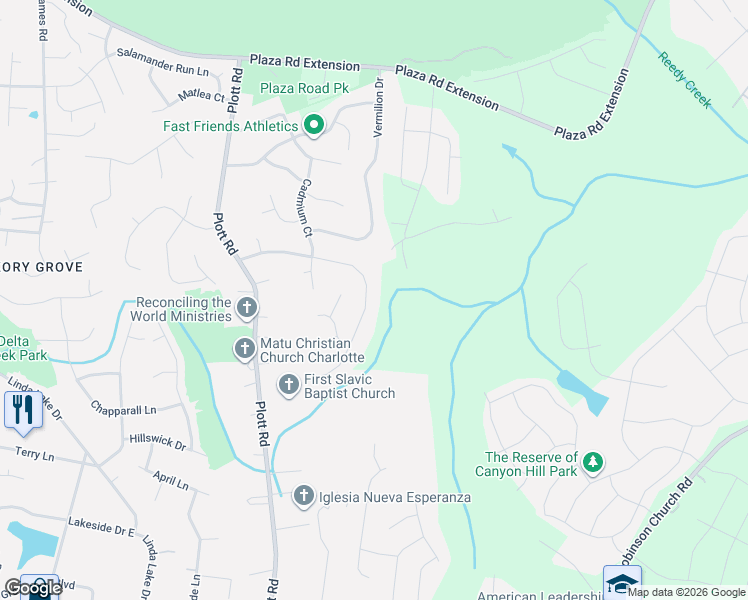 map of restaurants, bars, coffee shops, grocery stores, and more near 8811 Burnt Umber Drive in Charlotte