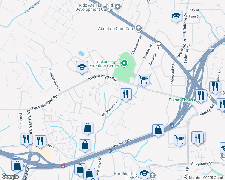 map of restaurants, bars, coffee shops, grocery stores, and more near 4945 Arborwood Drive in Charlotte