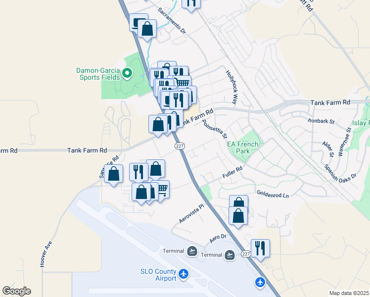 map of restaurants, bars, coffee shops, grocery stores, and more near 4096 Broad Street in San Luis Obispo