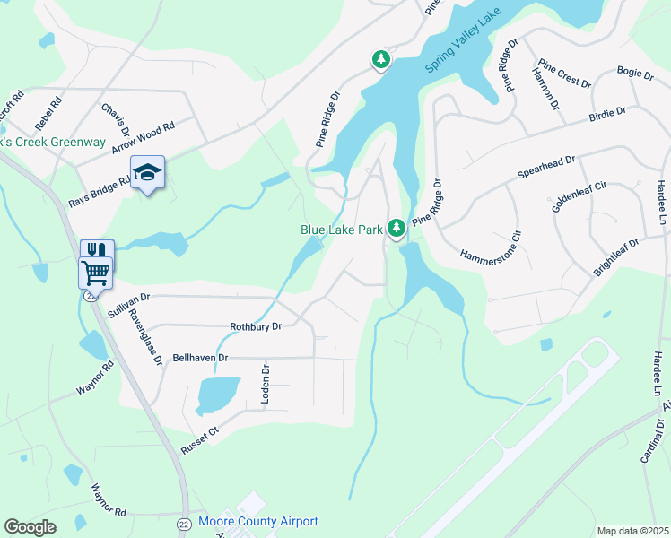 map of restaurants, bars, coffee shops, grocery stores, and more near 241 Rothbury Drive in Carthage