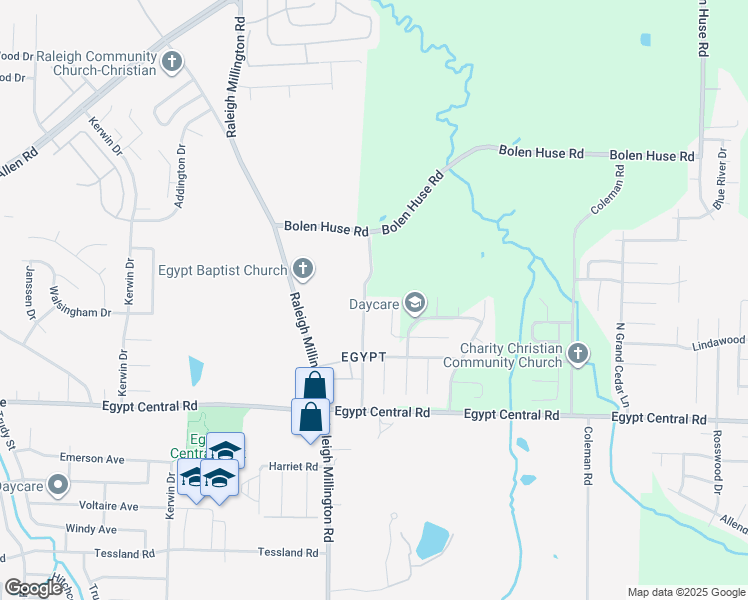 map of restaurants, bars, coffee shops, grocery stores, and more near 4434 Egypt Church Road in Memphis