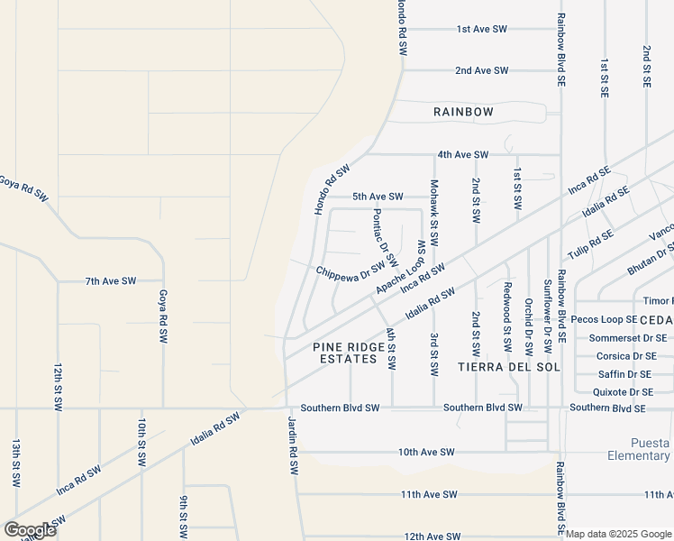 map of restaurants, bars, coffee shops, grocery stores, and more near 497 Chippewa Drive Southwest in Rio Rancho