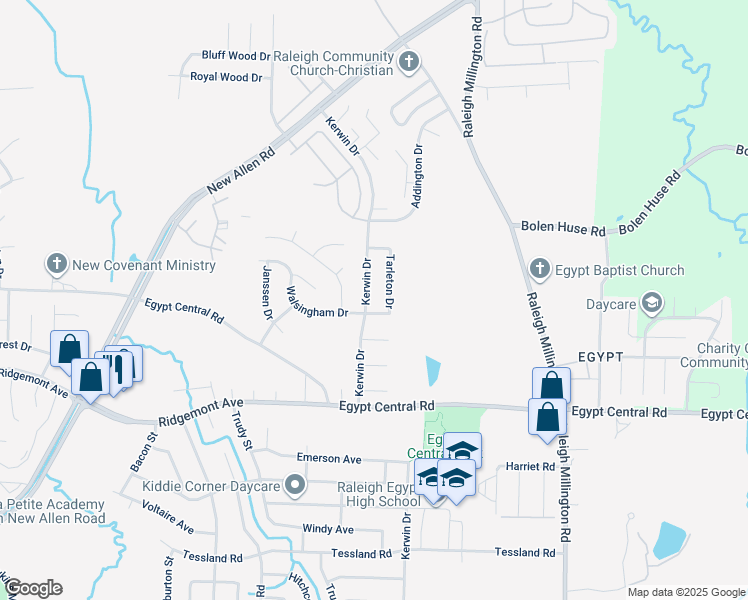 map of restaurants, bars, coffee shops, grocery stores, and more near 4440 Kerwin Drive in Memphis